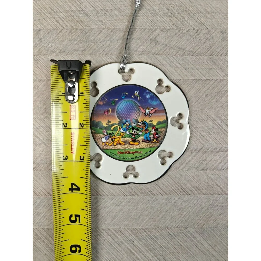 Walt Disney World 2000 Ceramic Ornament Celebrate The Future Hand In Hand
